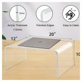 $70 C-Shape Acrylic Side Table, 20x12x10, Clear Lucite Nightstand