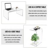 $70 C-Shape Acrylic Side Table, 20x12x10, Clear Lucite Nightstand