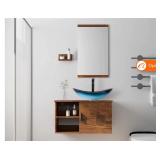 28 floating vanity in brown