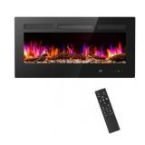 $200 MCQ 36-inch Electric Fireplace, 5000BTU, 1500W/750W, Wall, Black