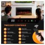 $200 MCQ 36-inch Electric Fireplace, 5000BTU, 1500W/750W, Wall, Black