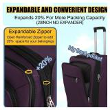 $104 3pc Softside Luggage Set with Spinner Wheels 28/24/20in Purple