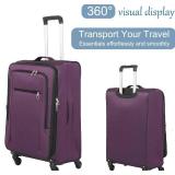 $104 3pc Softside Luggage Set with Spinner Wheels 28/24/20in Purple