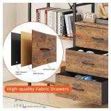 $95 Triple Bookshelf with 3 Fabric Drawers, 4-Tier, 10 Shelves