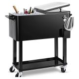 $160 EDOSTORY 80 Quart Rolling Ice Chest Cooler Cart with Ice Scoop
