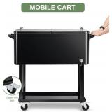 $160 EDOSTORY 80 Quart Rolling Ice Chest Cooler Cart with Ice Scoop