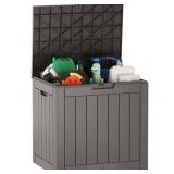 $70 EAST OAK 31 Gal Deck Box with Padlock, Indoor/Outdoor Grey