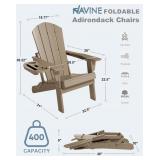 Adirondack Chair HDPE Folding with Cup Holder, Weather-Resistant