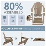Adirondack Chair HDPE Folding with Cup Holder, Weather-Resistant