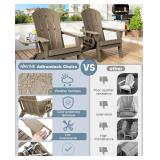 Adirondack Chair HDPE Folding with Cup Holder, Weather-Resistant