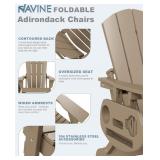 Adirondack Chair HDPE Folding with Cup Holder, Weather-Resistant
