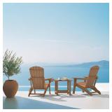 $100 Plawdlik Folding Adirondack Chair with Cup Holder HDPE All-Weather