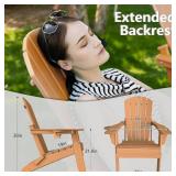 $100 Plawdlik Folding Adirondack Chair with Cup Holder HDPE All-Weather