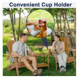 $100 Plawdlik Folding Adirondack Chair with Cup Holder HDPE All-Weather