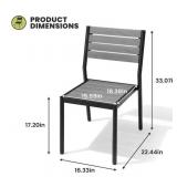Stackable Gray Wooden Metal Outdoor Dining Chair (2-Pack)