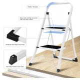 Soctone 2-Step Folding Ladder with Handrails, Anti-Slip, 330 lb