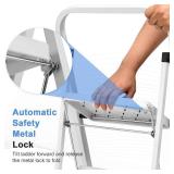 Soctone 2-Step Folding Ladder with Handrails, Anti-Slip, 330 lb