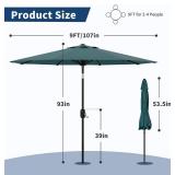 $70 Garvee 9 ft Patio Umbrella Crank Tilt UV Protection, 8 Ribs