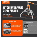 $54 VEVOR Hydraulic Gear Puller, 15 Ton, 2- or 3-Jaw, 12" Jaw, Case