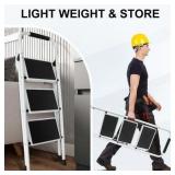$99 3-Step Folding Ladder with Wide Anti-Slip Pedals, 330lb Steel