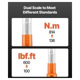 $101 VEVOR 3/4-Inch Drive Torque Wrench 100-600 ft-lb,1" Adapter,48"