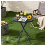 Outdoor Coffee Table with Tempered Glass - 23" Metal Bistro Table