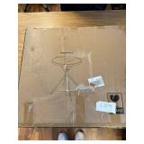 Outdoor Coffee Table with Tempered Glass - 23" Metal Bistro Table