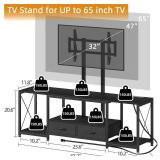 $130 GYIIYUO LED TV Stand with Mount, Power Outlet & Drawers, Black