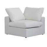 39.3 in. Square Arm 1-Piece Linen Modular Corner Sectional Sofa Couch in Wh