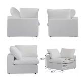 39.3 in. Square Arm 1-Piece Linen Modular Corner Sectional Sofa Couch in Wh