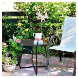 Patio Round Side Table Waterproof Metal Outdoor Table, Sage Green