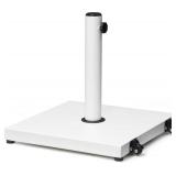 $85 Patio Umbrella Base 43lb with Wheels, Square Concrete Stand, White