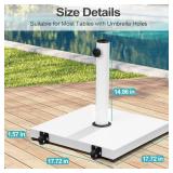 $85 Patio Umbrella Base 43lb with Wheels, Square Concrete Stand, White