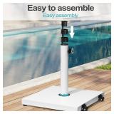 $85 Patio Umbrella Base 43lb with Wheels, Square Concrete Stand, White