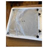 $85 Patio Umbrella Base 43lb with Wheels, Square Concrete Stand, White