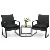 Three piece outdoor wicker furniture set Black