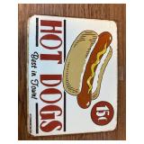 Schonberg Tin Metal Sign: Hot Dogs Best in Town, 16x12