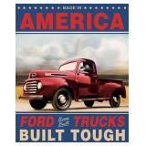 Ford Trucks Built Tough Retro Vintage Tin Sign 13 x 16in