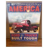 Ford Trucks Built Tough Retro Vintage Tin Sign 13 x 16in