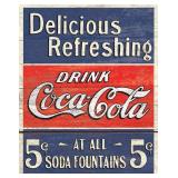 Desperate Enterprises Coca-Cola Tin Sign 5 Cents - Vintage Decor