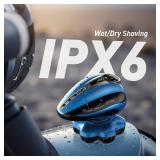 $83 Electric Head Shaver: 7D, IPX6, LED Display for Bald Men (Blue)