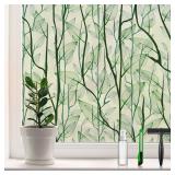 DKTIE Window Film Privacy, Stained Glass Cling (Dark Green)