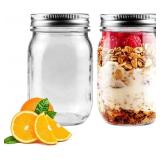 2 Pack Regular Mouth Mason Jars 16oz with Airtight Lids
