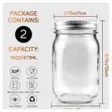 2 Pack Regular Mouth Mason Jars 16oz with Airtight Lids