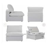39.3 in Armless Down-Filled Modular Sectional Sofa Cloud White Mid