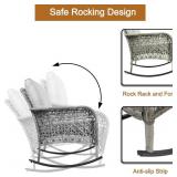 $93 DECMICO Rattan Rocking Chair Set with Cushions & Coffee Table in BROWN