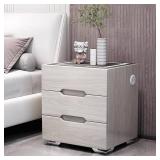 $351 Night Stand with Wireless Charging, USB, 3 Drawers, LED Lights