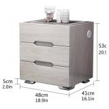 $351 Night Stand with Wireless Charging, USB, 3 Drawers, LED Lights