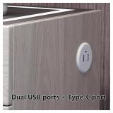 $351 Night Stand with Wireless Charging, USB, 3 Drawers, LED Lights