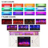 $200 YGEOMER 59in TV Stand with Fireplace, LED Lights, BROWN